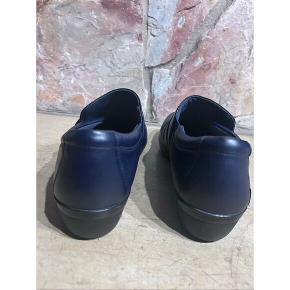 Clarks Collection Navy Leather Ruched Comfort Slip-On Loafers Sz 12M - Picture 3 of 10
